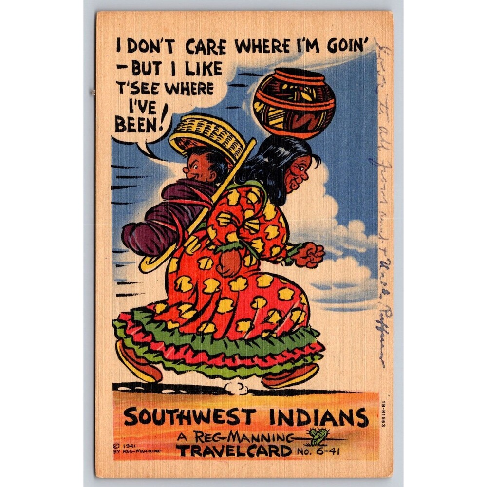 Postcard Arizona Mesa Southwest Indians Reg Manning Travelcard Posted c1940s
